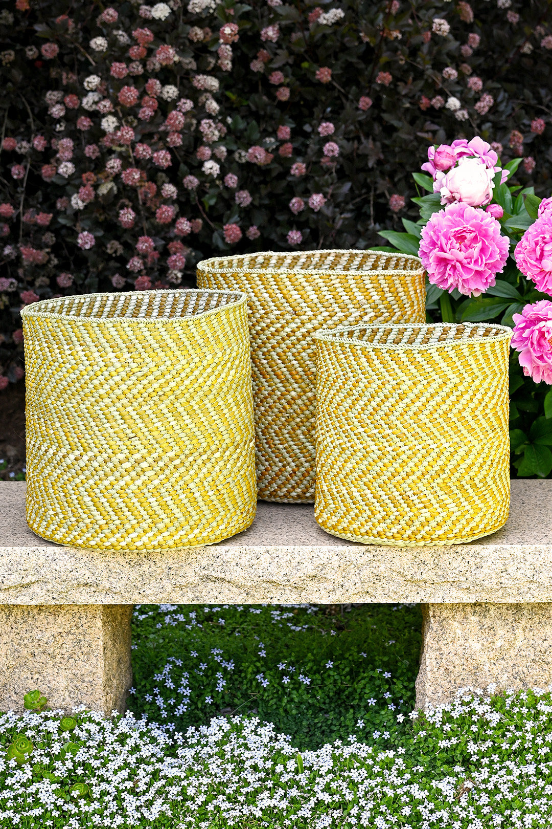 Yellow & Natural Maila Milulu Reed Basket