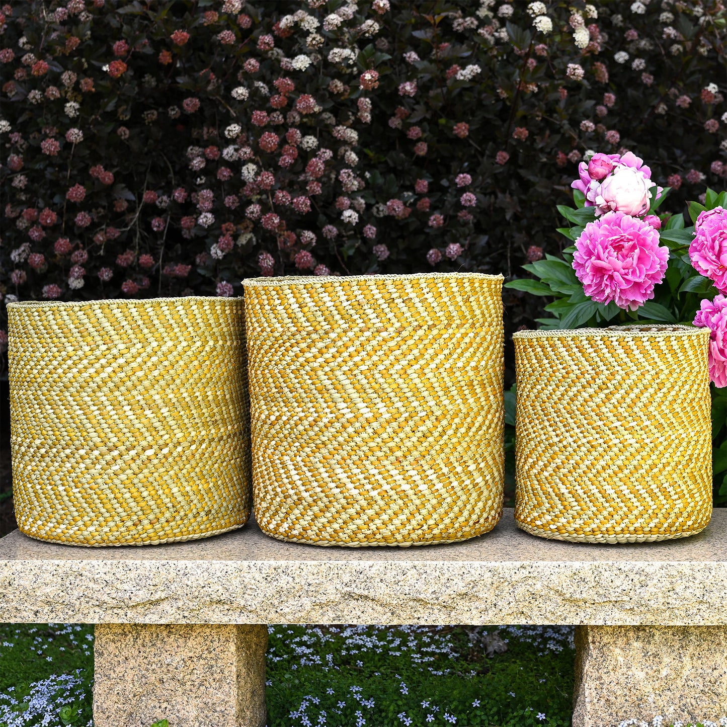 Yellow & Natural Maila Milulu Reed Basket