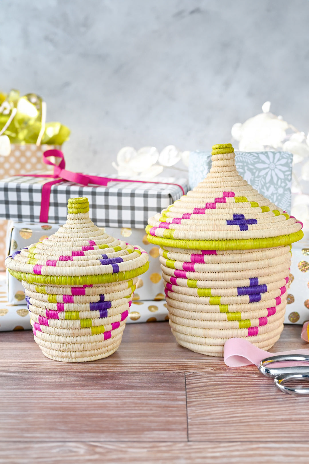 Fair Trade Gifts Under $30 | Small Lidded Baskets for Gifts | Handmade Baskets from Uganda