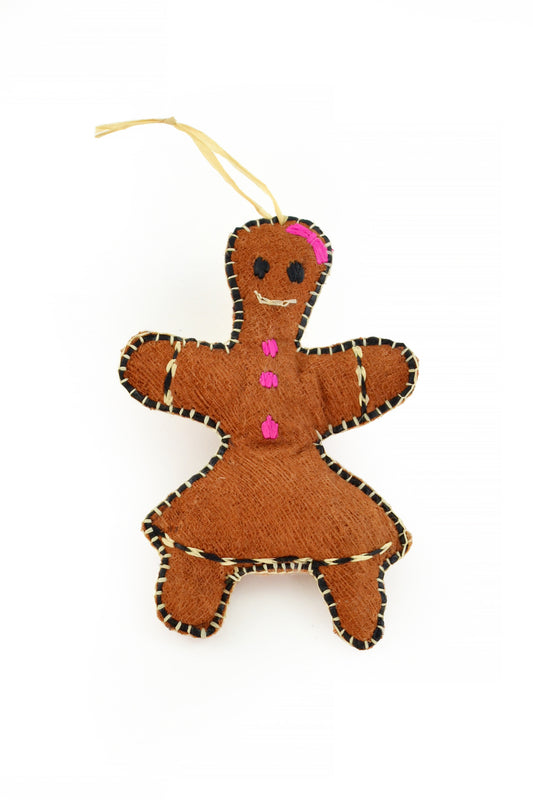 Ugandan Bark Cloth Gingerbread Gal Ornament