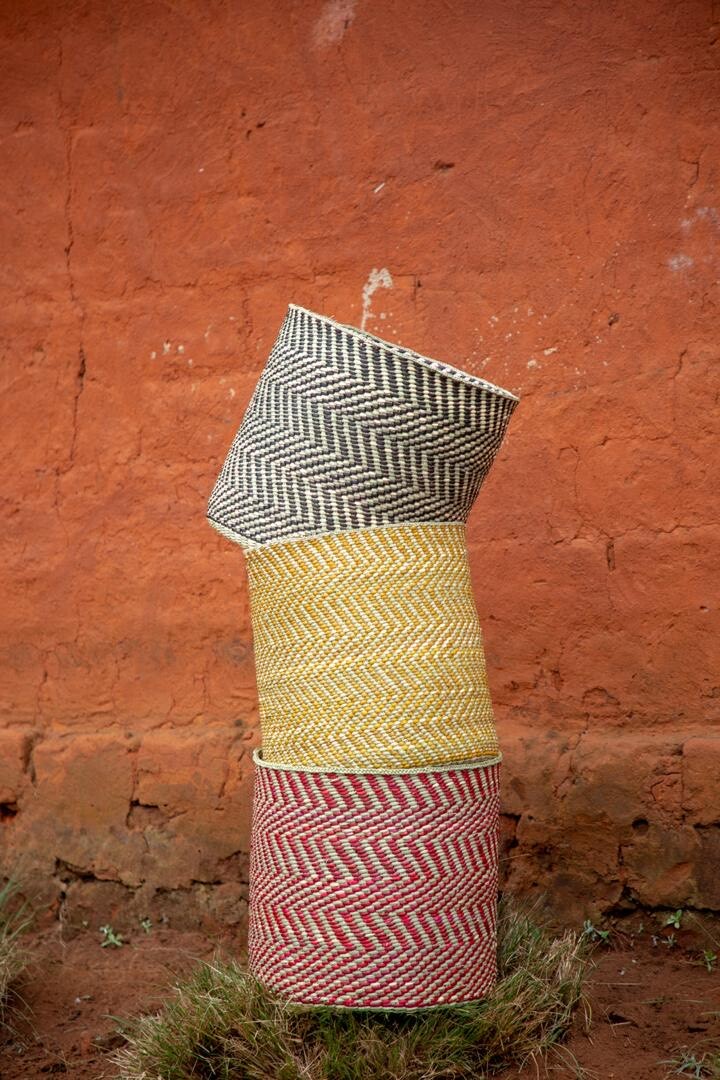 Yellow & Natural Maila Milulu Reed Basket