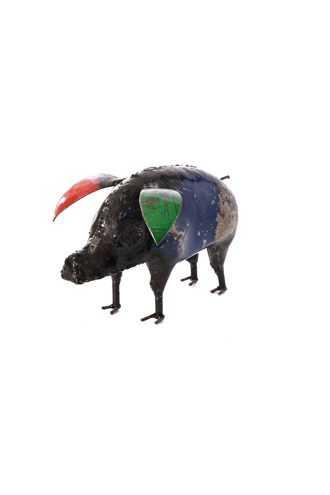 Colorful Recycled Metal Pig Sculpture