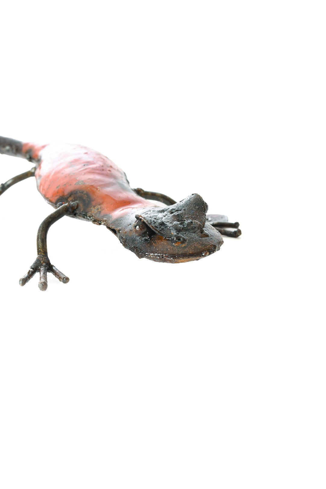 Recycled Oil Drum Salamander Sculpture - Red