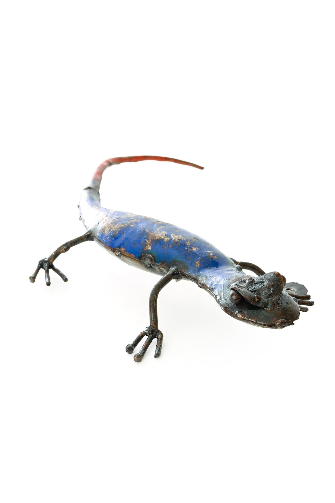 Recycled Oil Drum Salamander Sculpture - Blue