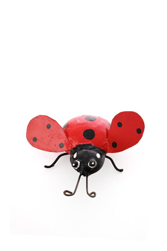 Recycled Metal Ladybug Sculpture - Red