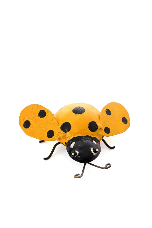 Recycled Metal Ladybug Sculpture - Yellow