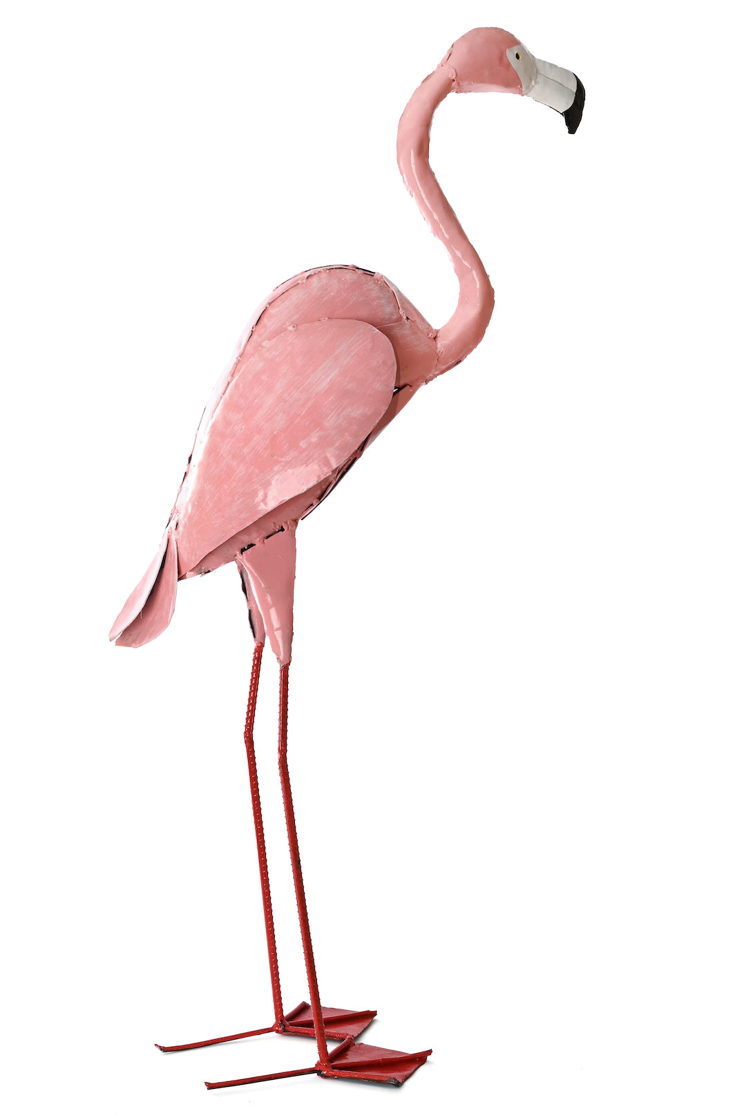 Small Recycled Metal Pink Flamingo Sculpture