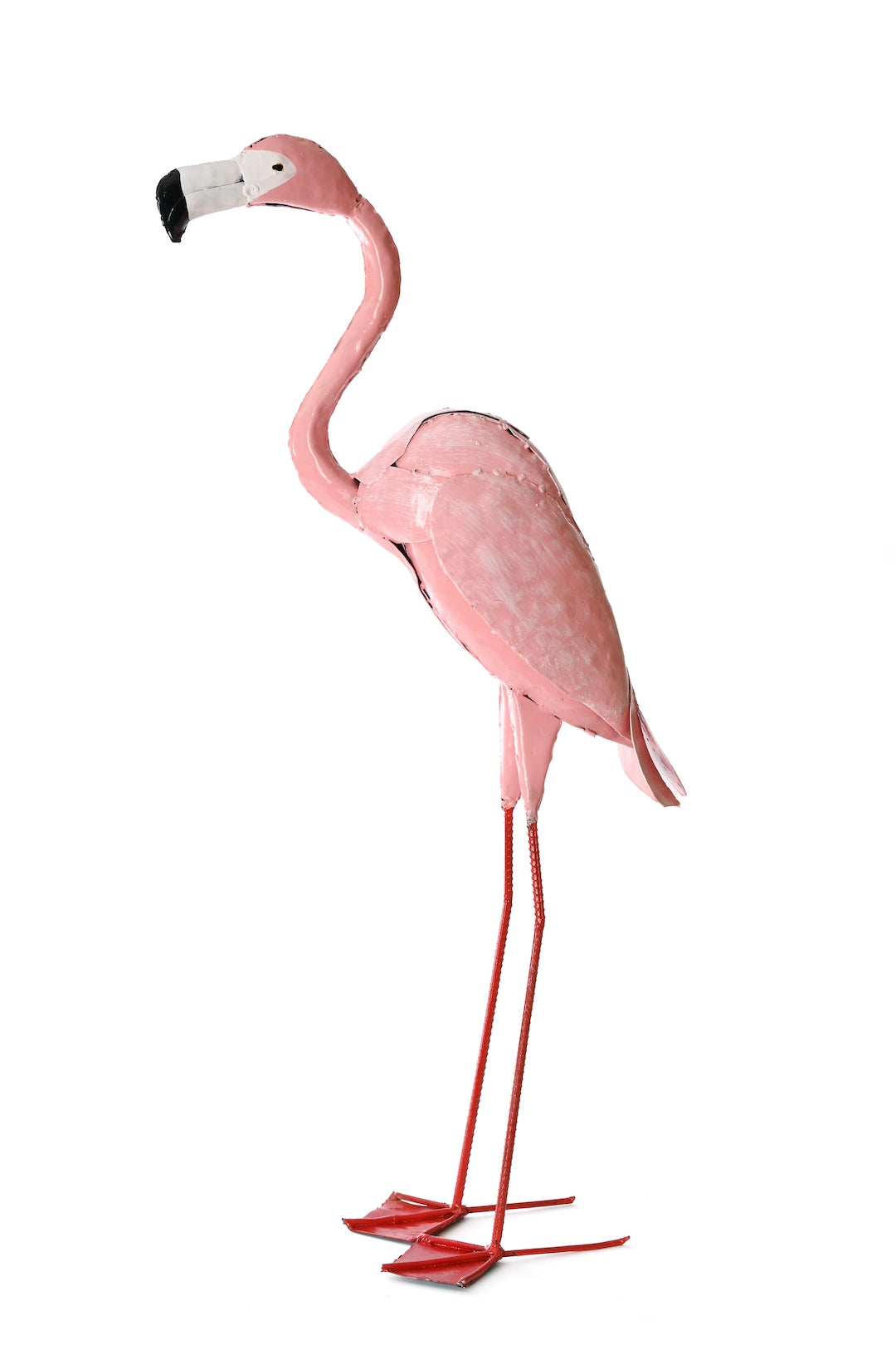 Small Recycled Metal Pink Flamingo Sculpture