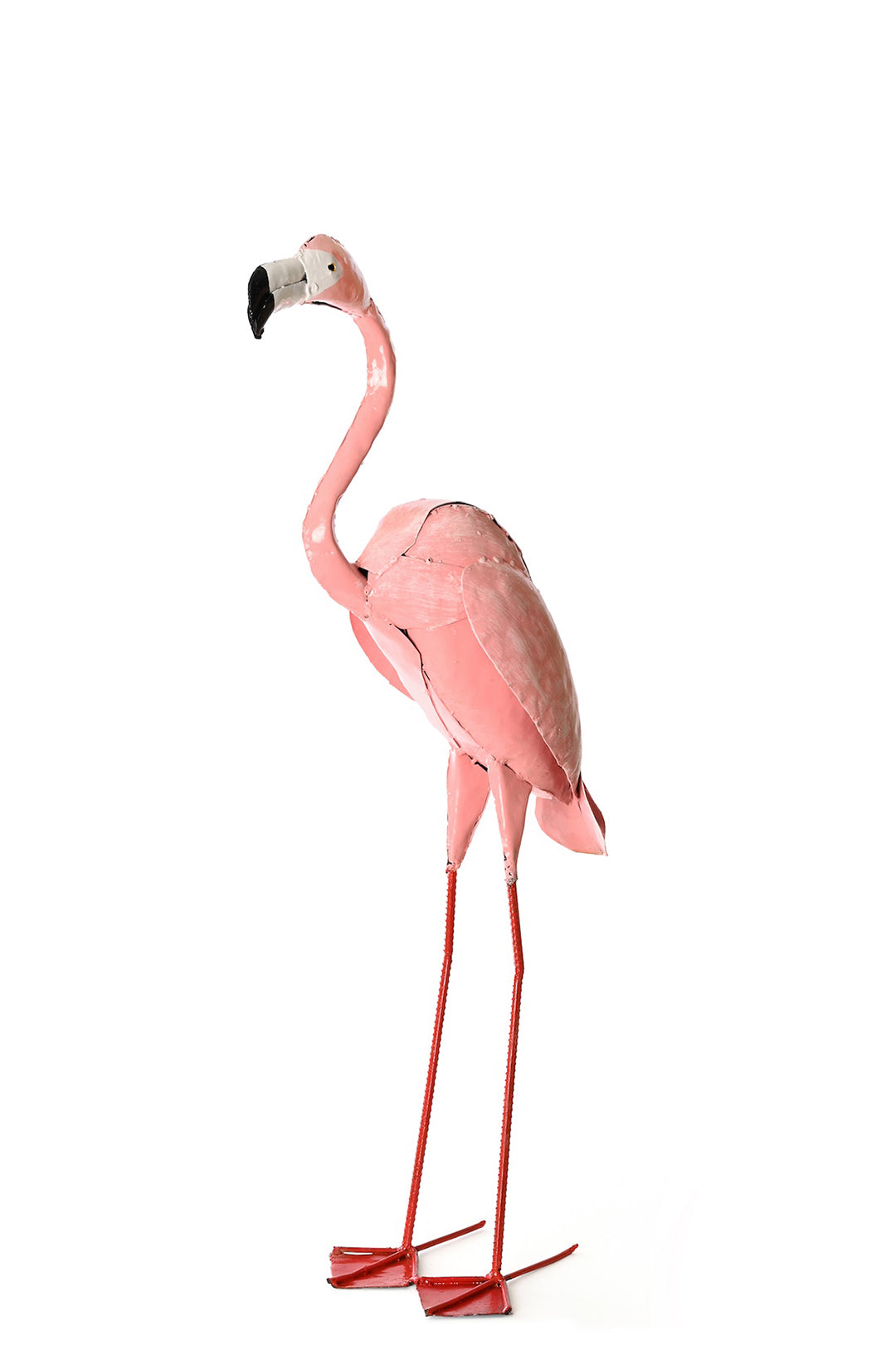 Small Recycled Metal Pink Flamingo Sculpture