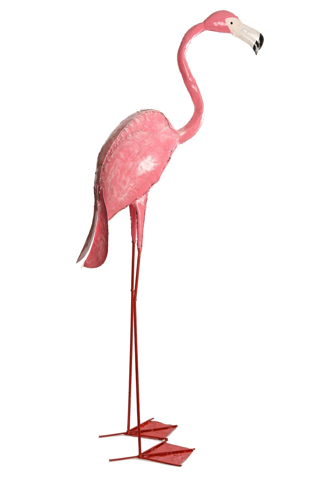 Large Recycled Metal Pink Flamingo Sculpture