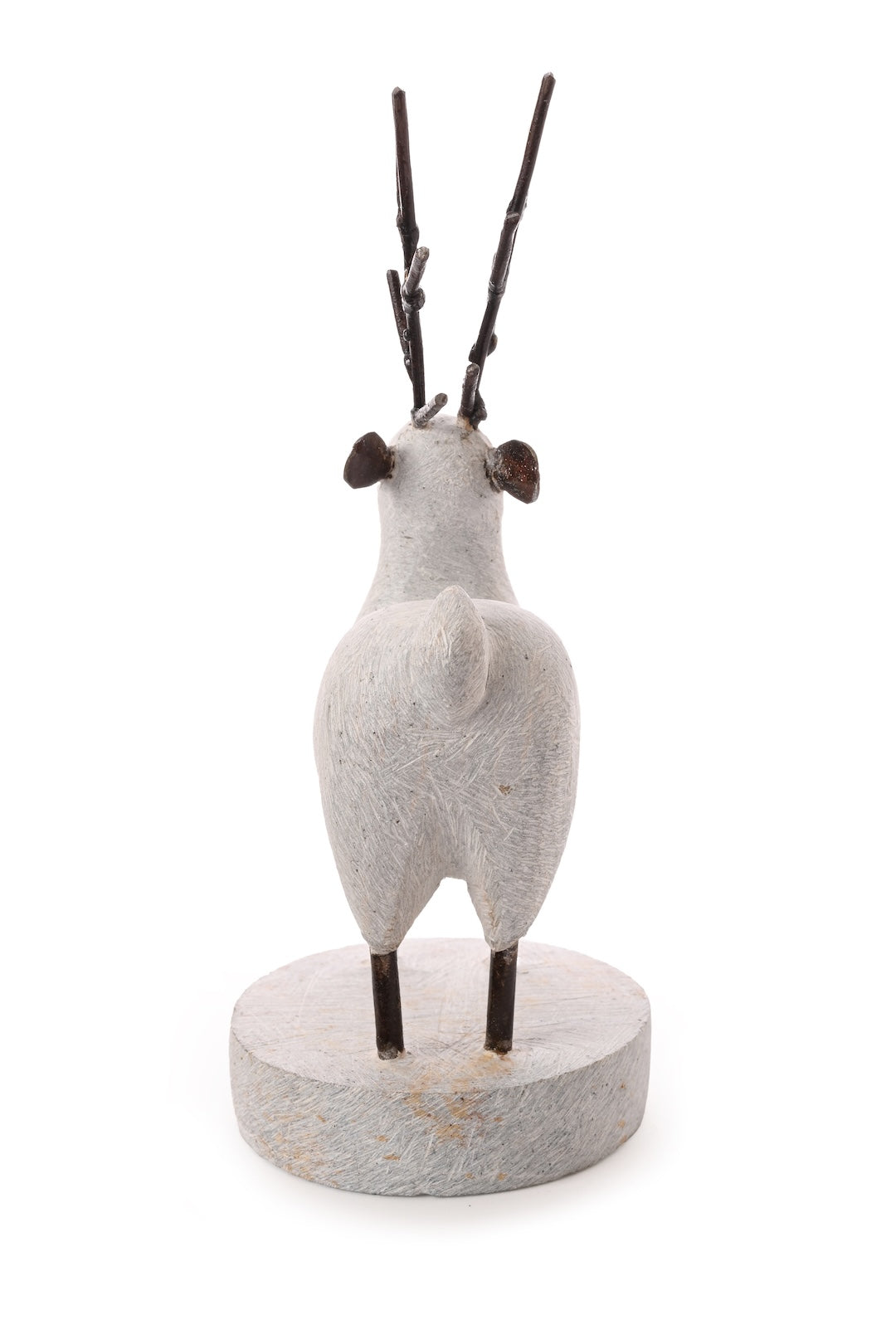 Stone and Metal Reindeer Sculpture