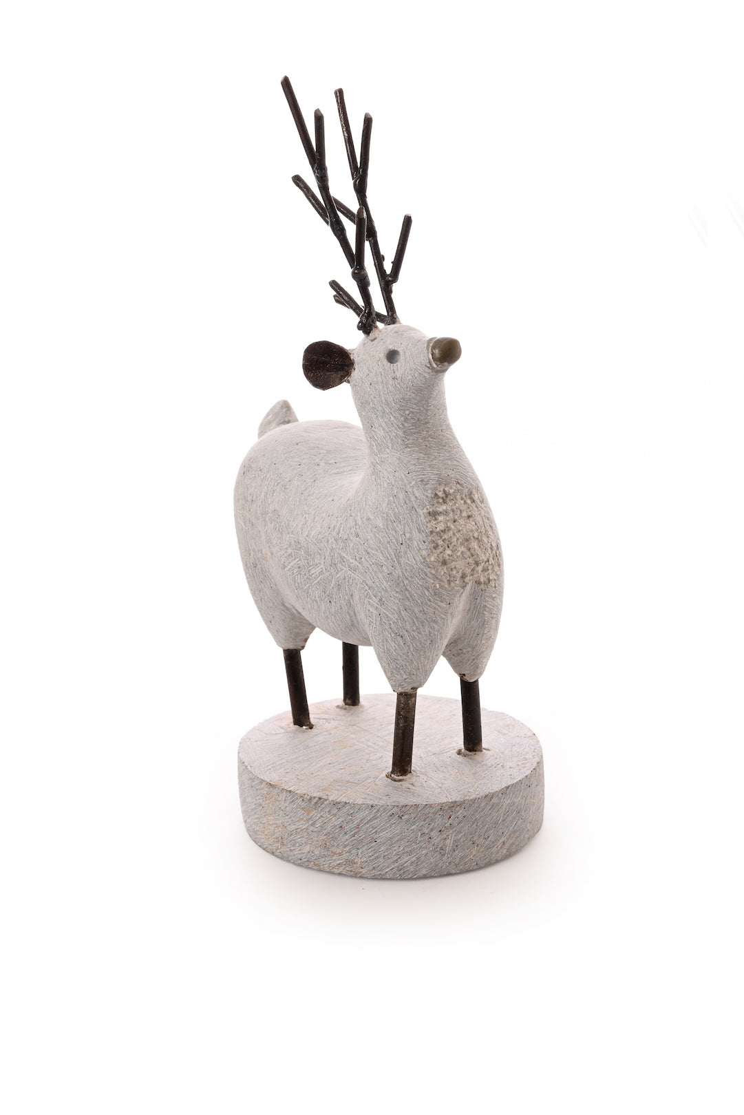 Stone and Metal Reindeer Sculpture