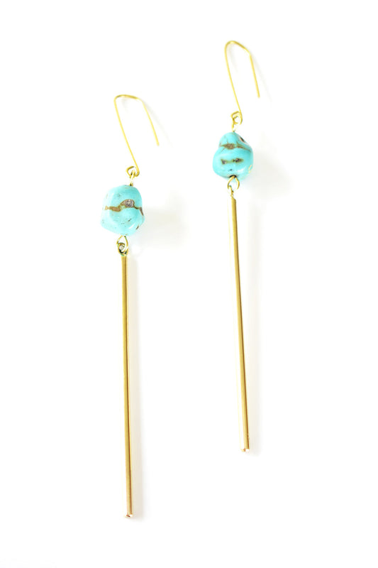 House of Cindimini Brass and Turquoise Exponent Earrings