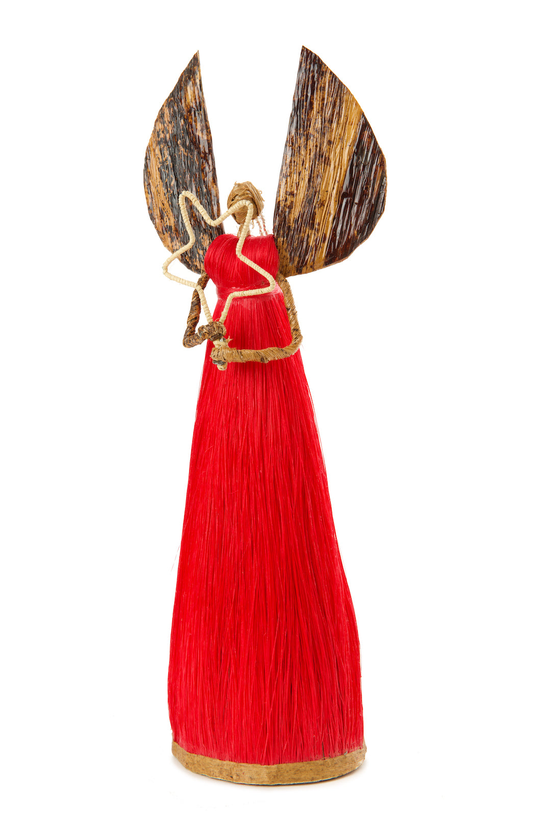 10" Red Sisal Angel of Light Holiday Sculpture