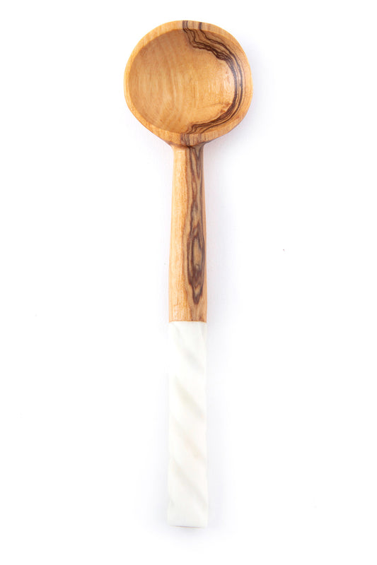 Bone Spiral Handle Olive Wood Coffee Spoon