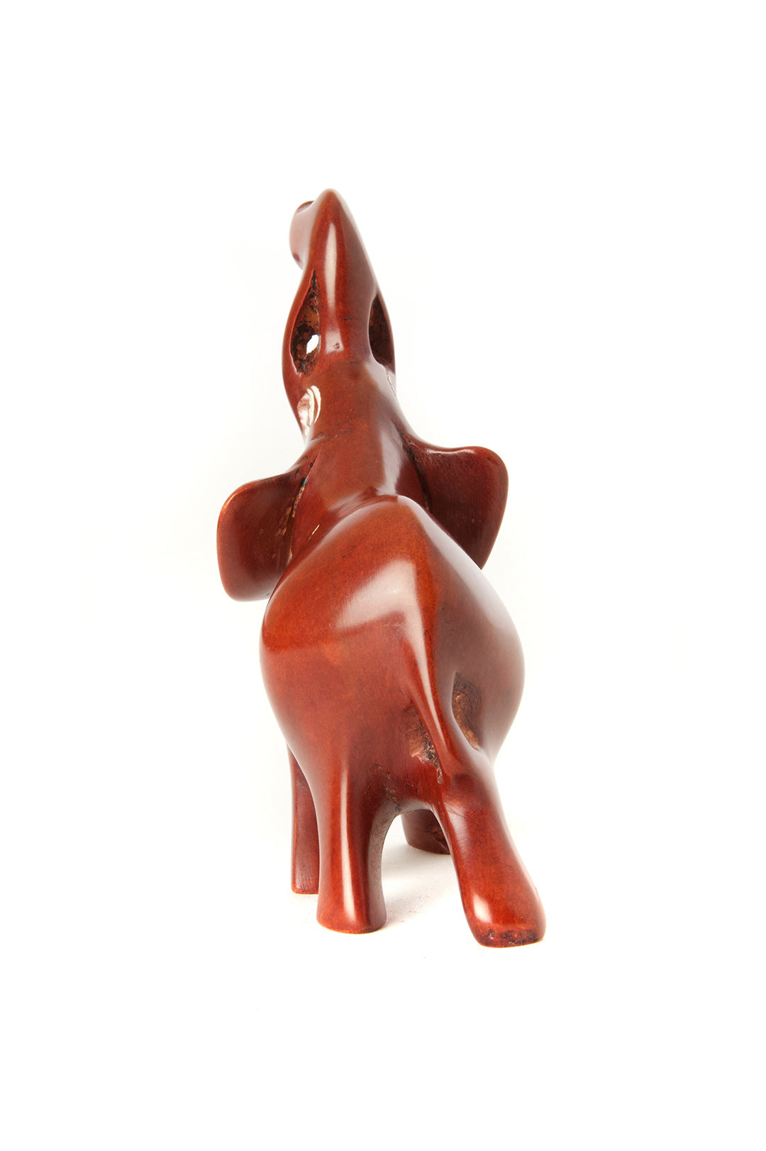 Small Soapstone Trumpeting Elephant - Brown