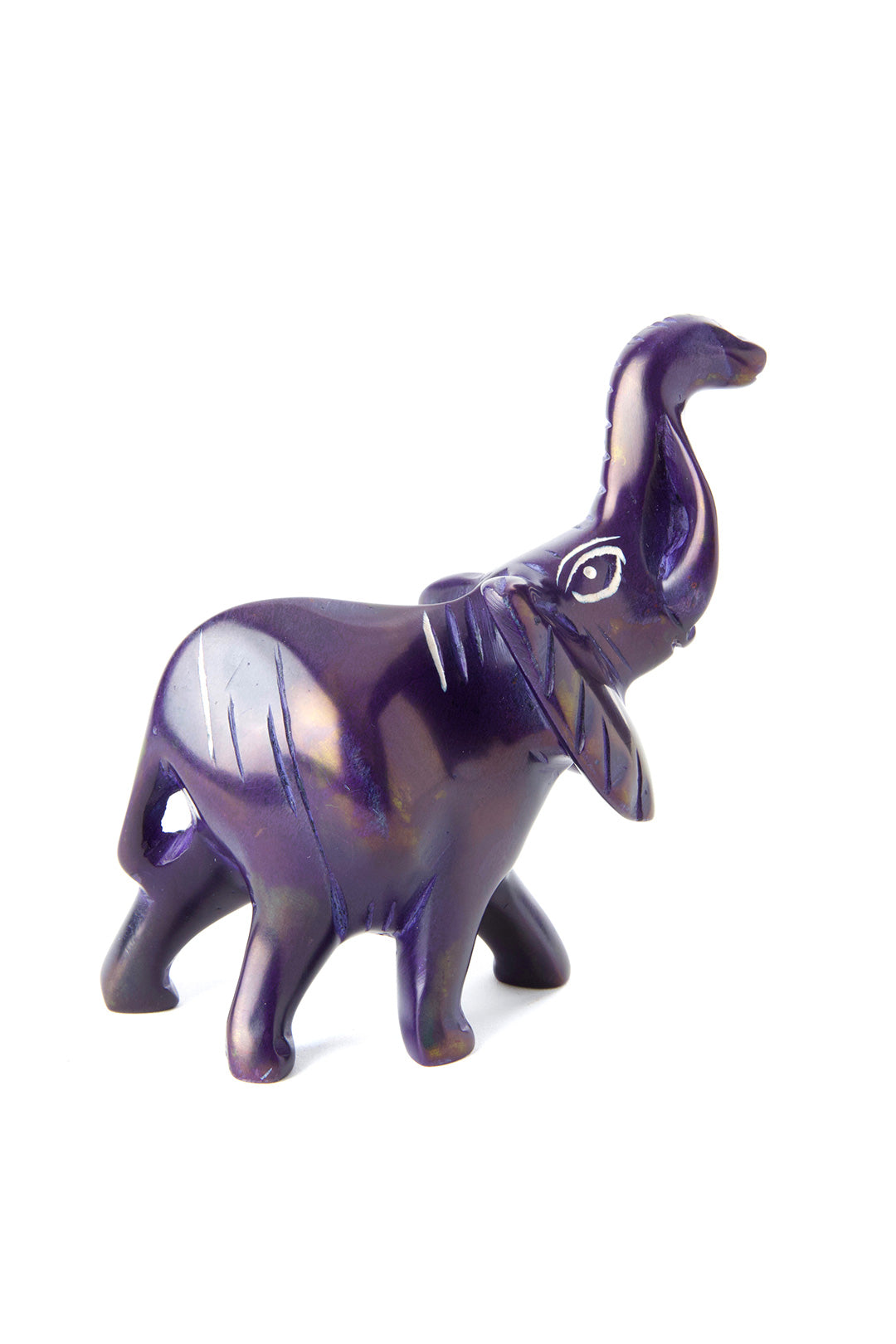 Small Soapstone Trumpeting Elephant - Purple