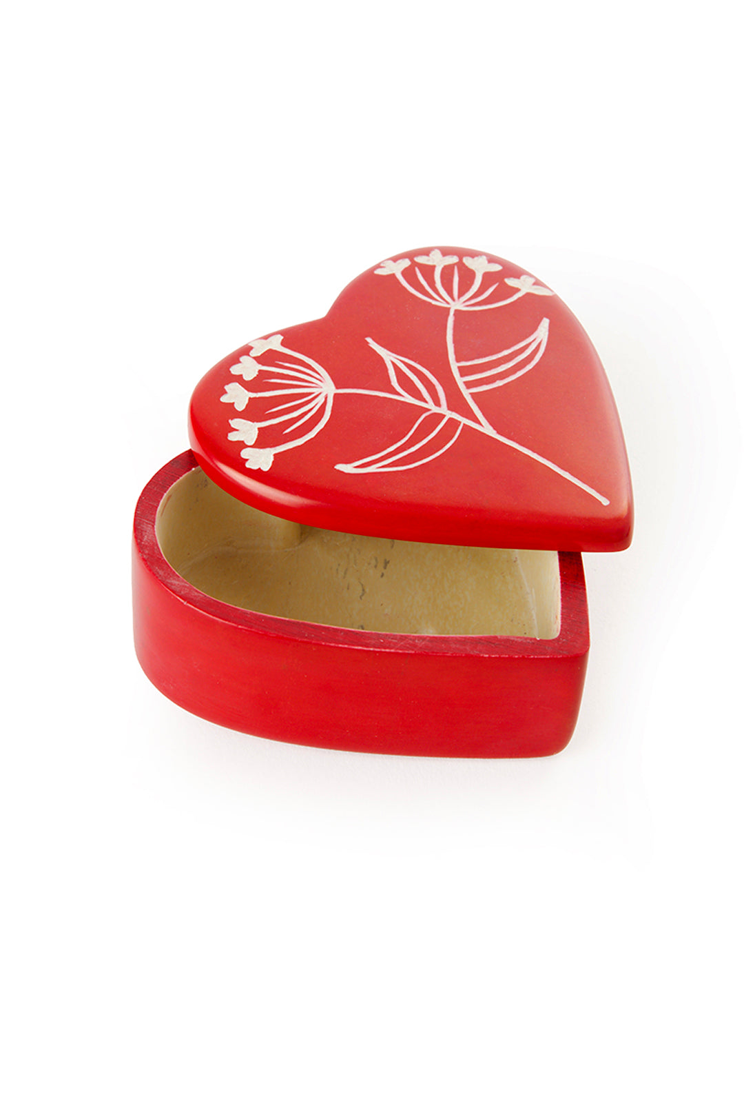 Ammi Flower Red Soapstone Heart Box