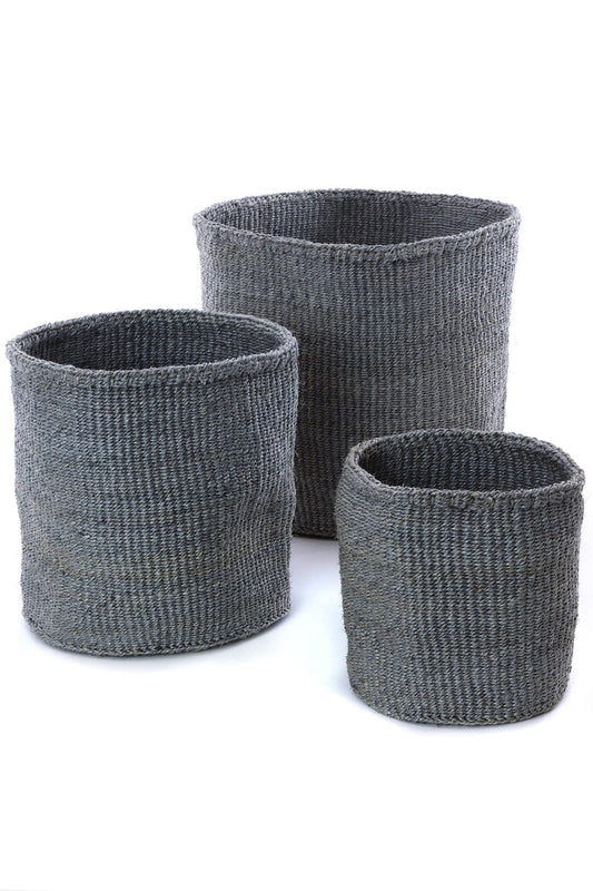 Set of 3 Dove Gray Sisal Storage Bins