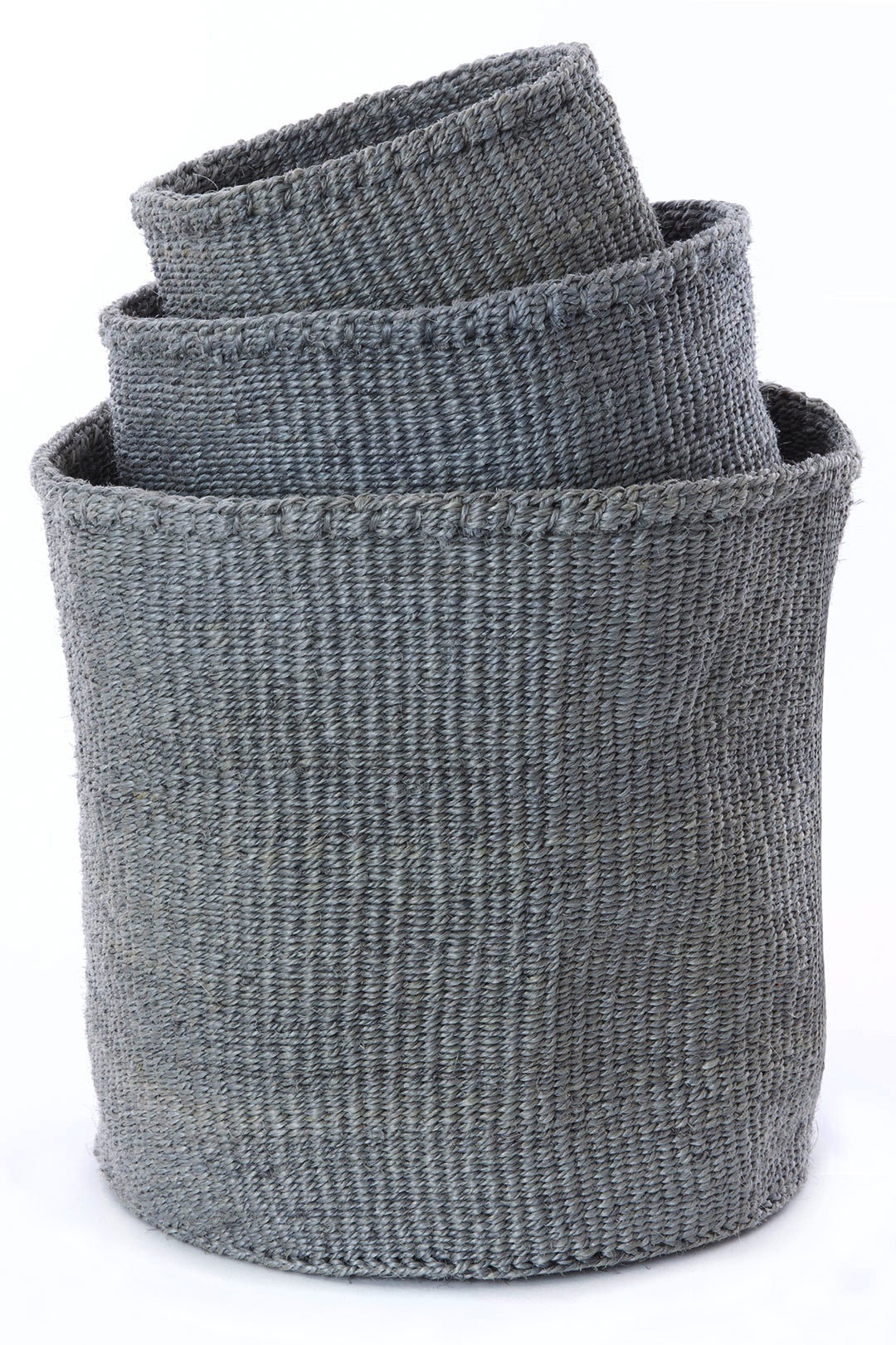 Set of 3 Dove Gray Sisal Storage Bins