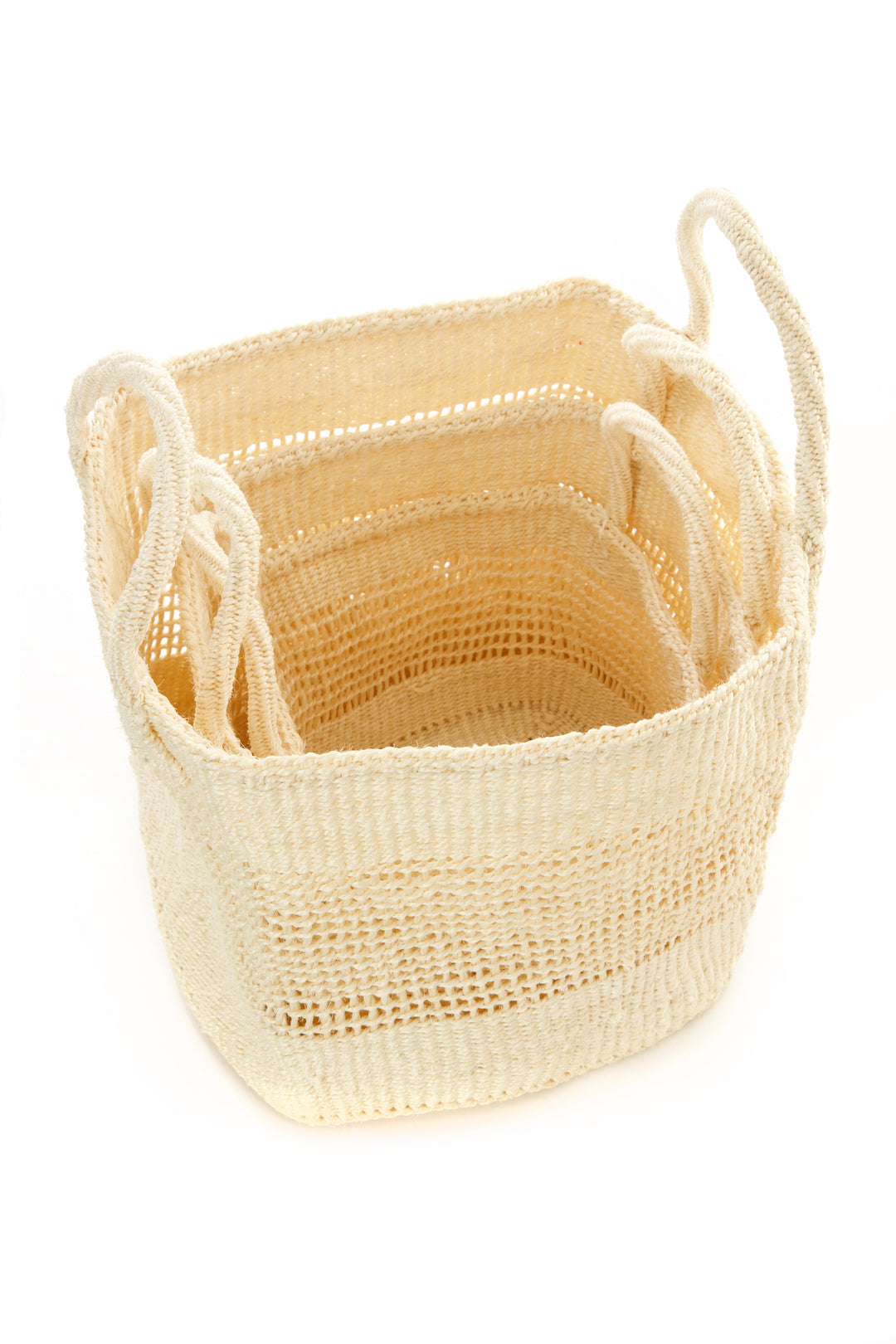 Natural Lace Weave Square Sisal Baskets