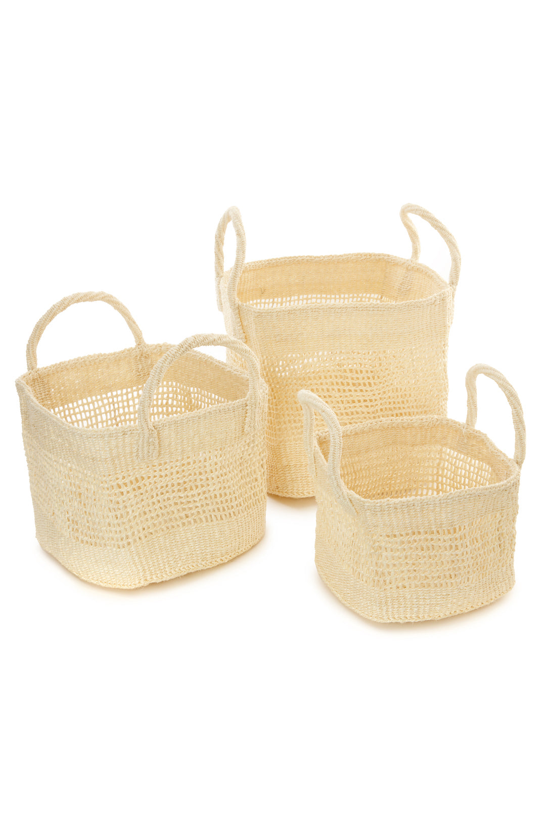 Natural Lace Weave Square Sisal Baskets