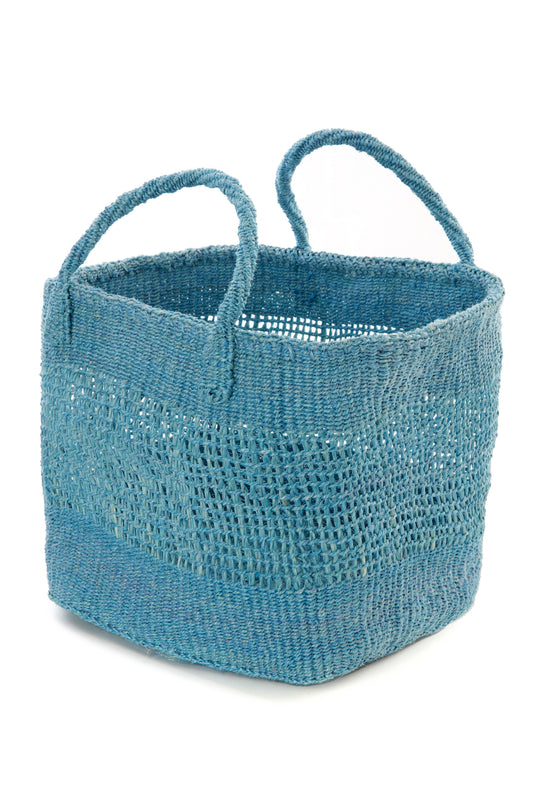 Blue Lace Weave Square Sisal Baskets