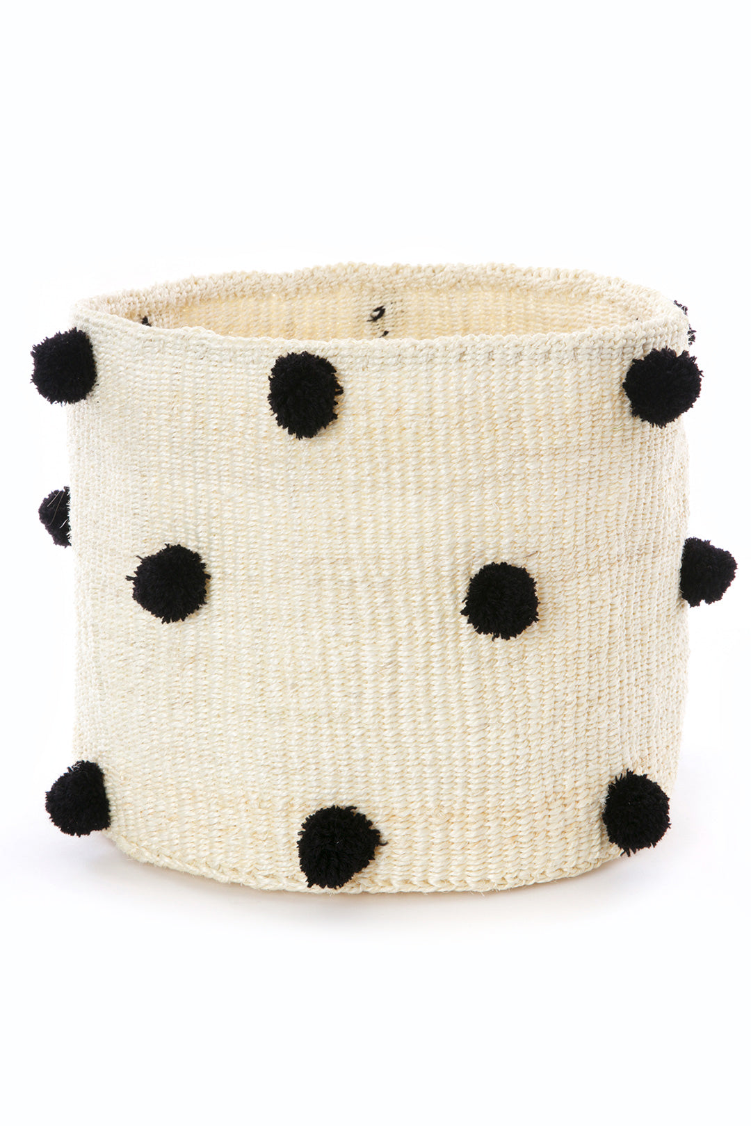 Natural Sisal Bin with Black Pom Poms