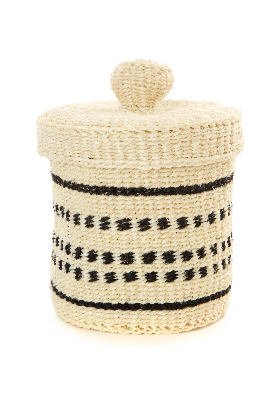 Black & White Sisal Mini Container Basket