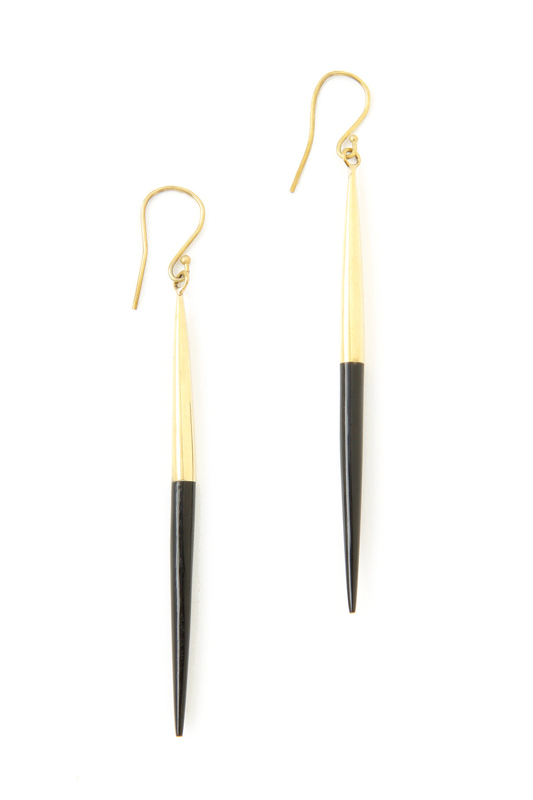 Kenyan Brass & Cow Horn Javelin Earrings