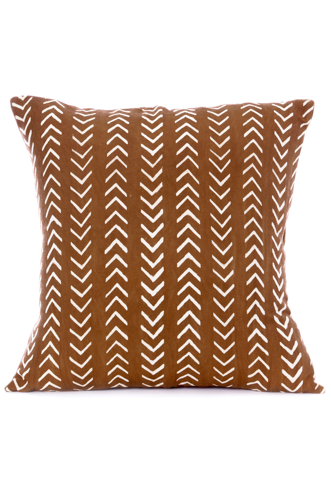 Brown Arrow Print Cotton Mudcloth Throw Pillow