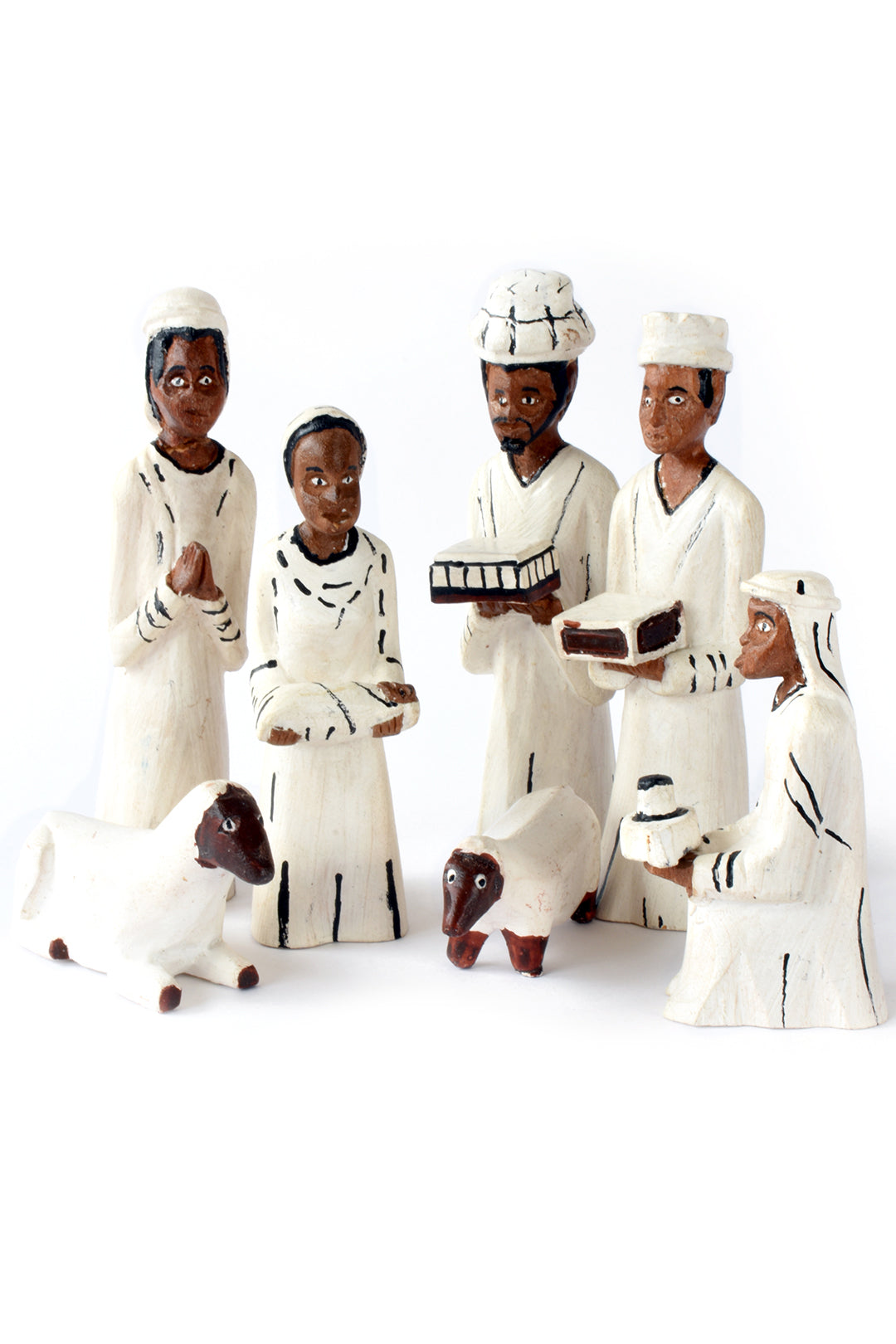 Hand Painted Wooden Nativity from Mozambique