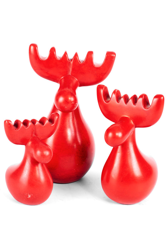 Red Soapstone Reindeer Sculpture