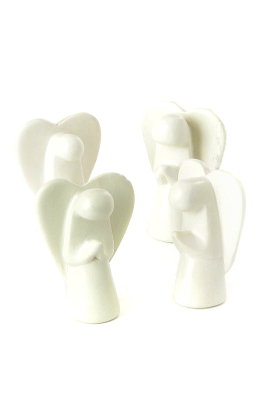 Set of 4 Natural Soapstone Praying Angels