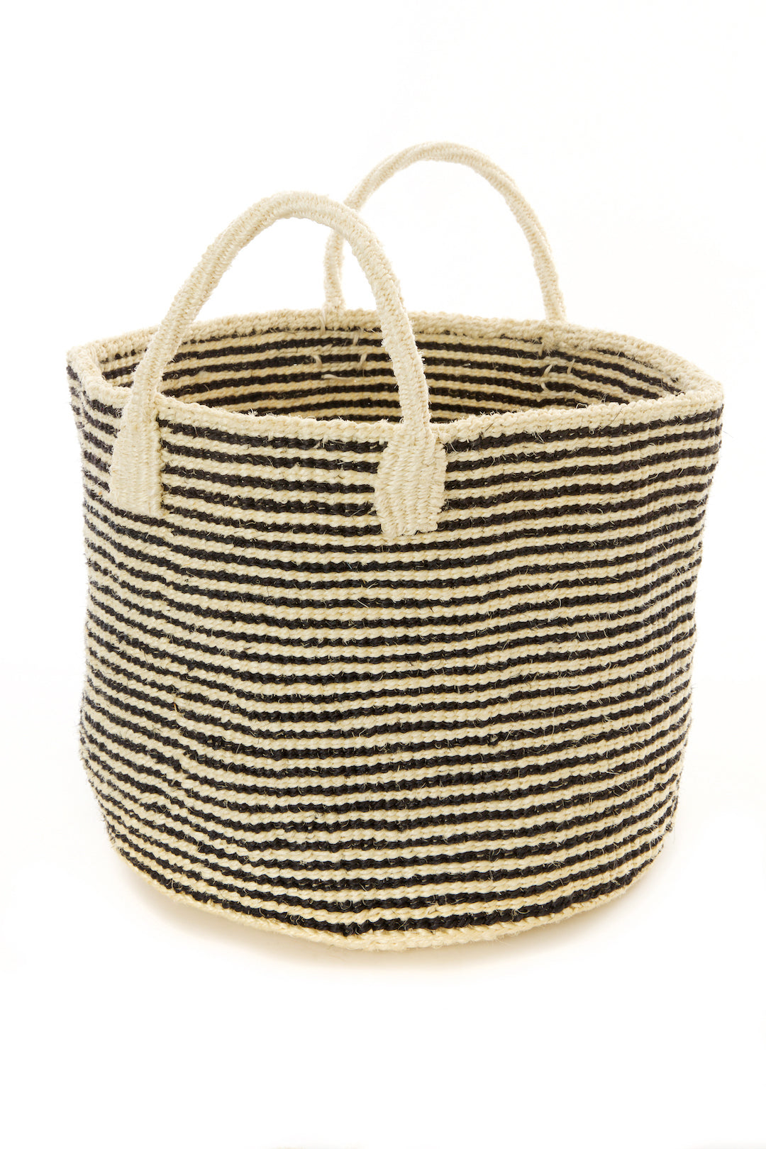 Black & White Skinny Stripe Sisal Tote