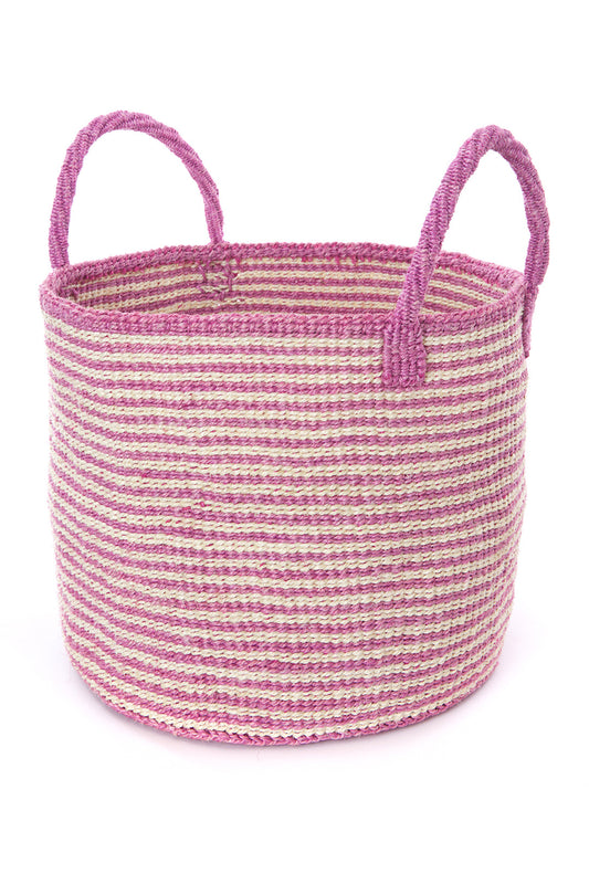 Peony Pink Skinny Stripe Sisal Tote