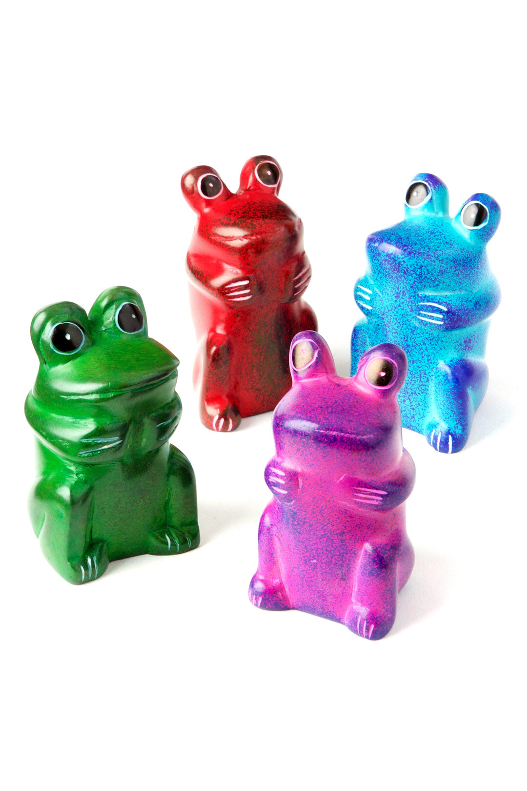 Set of 4 Mini Soapstone Funny Frogs