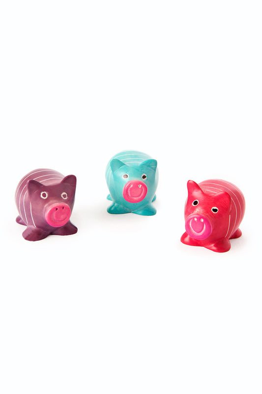 Set of 3 Colorful Soapstone Pigs