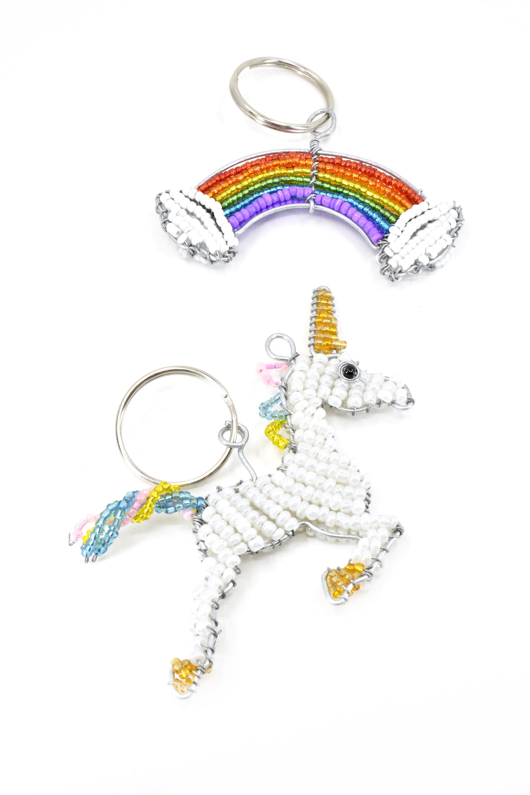 Patmore's Rainbow & Clouds Beaded Keychain