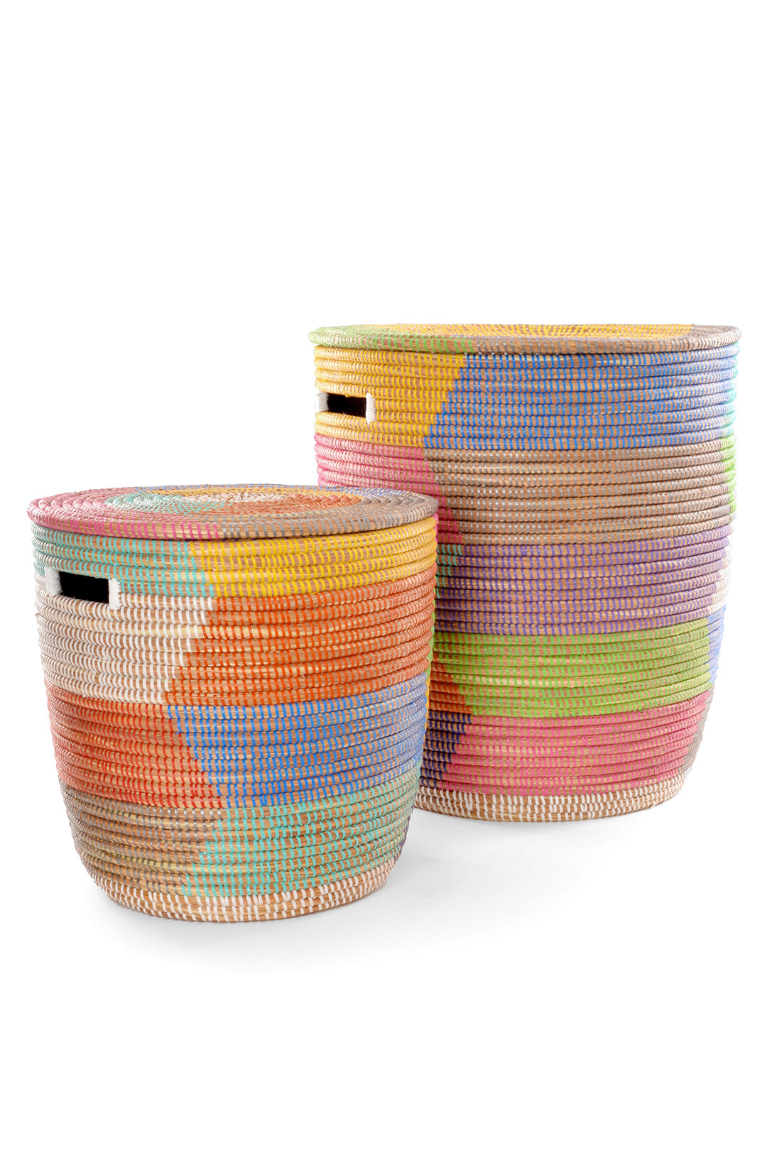 Set of Two Rainbow Herringbone Sahara Hamper Baskets