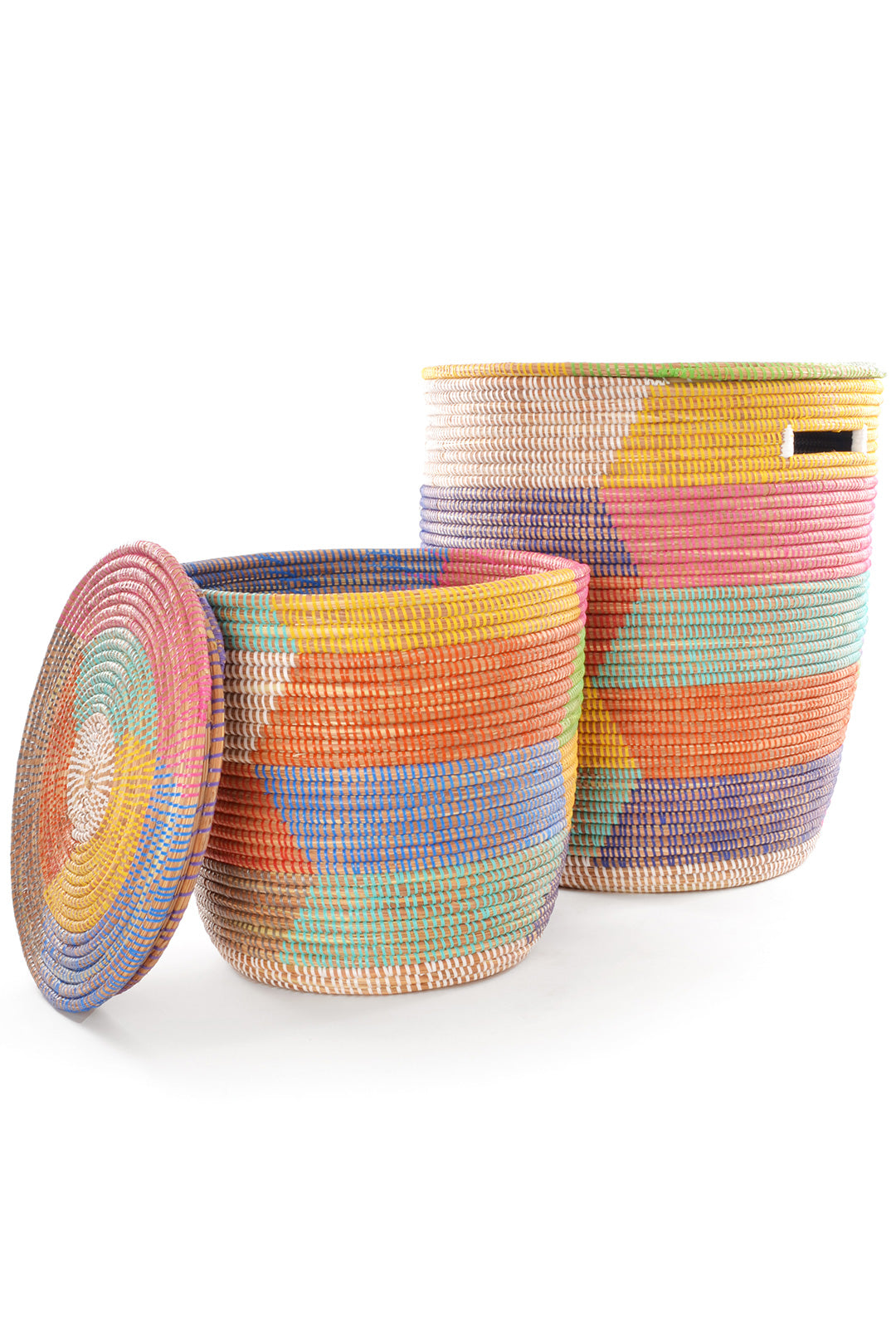 Set of Two Rainbow Herringbone Sahara Hamper Baskets