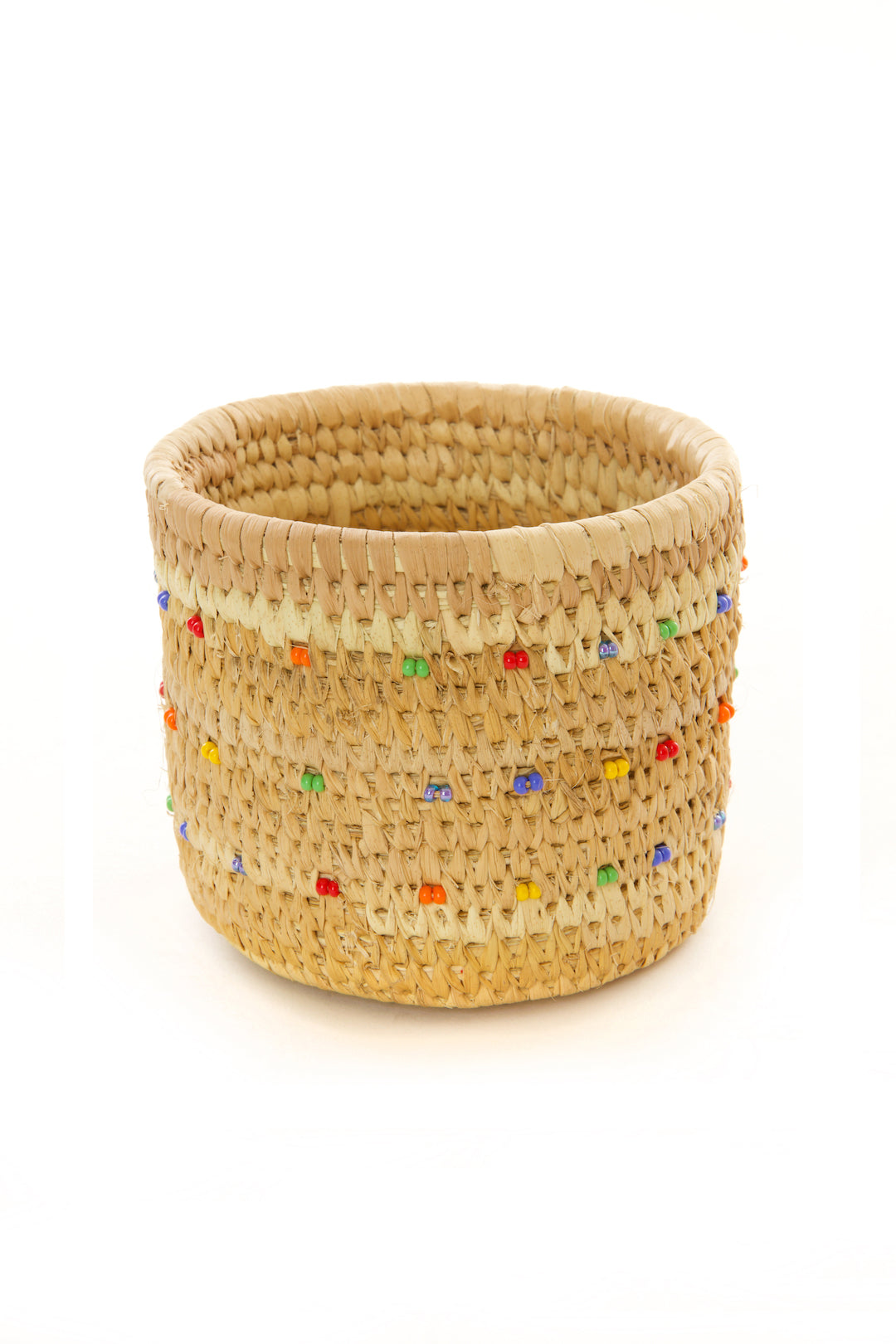 Nomadic Camel Milking Baskets with Rainbow Beaded Dots