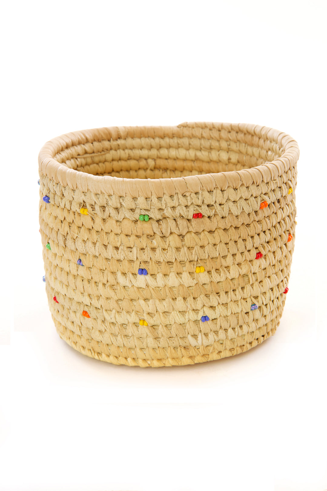 Nomadic Camel Milking Baskets with Rainbow Beaded Dots