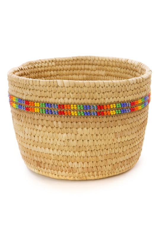 Nomadic Camel Milking Baskets with Rainbow Beaded Stripes