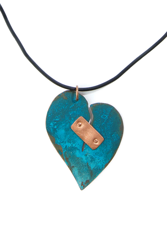 F.R.E.E. Woman Reclaimed Heart Copper Viridian Necklace