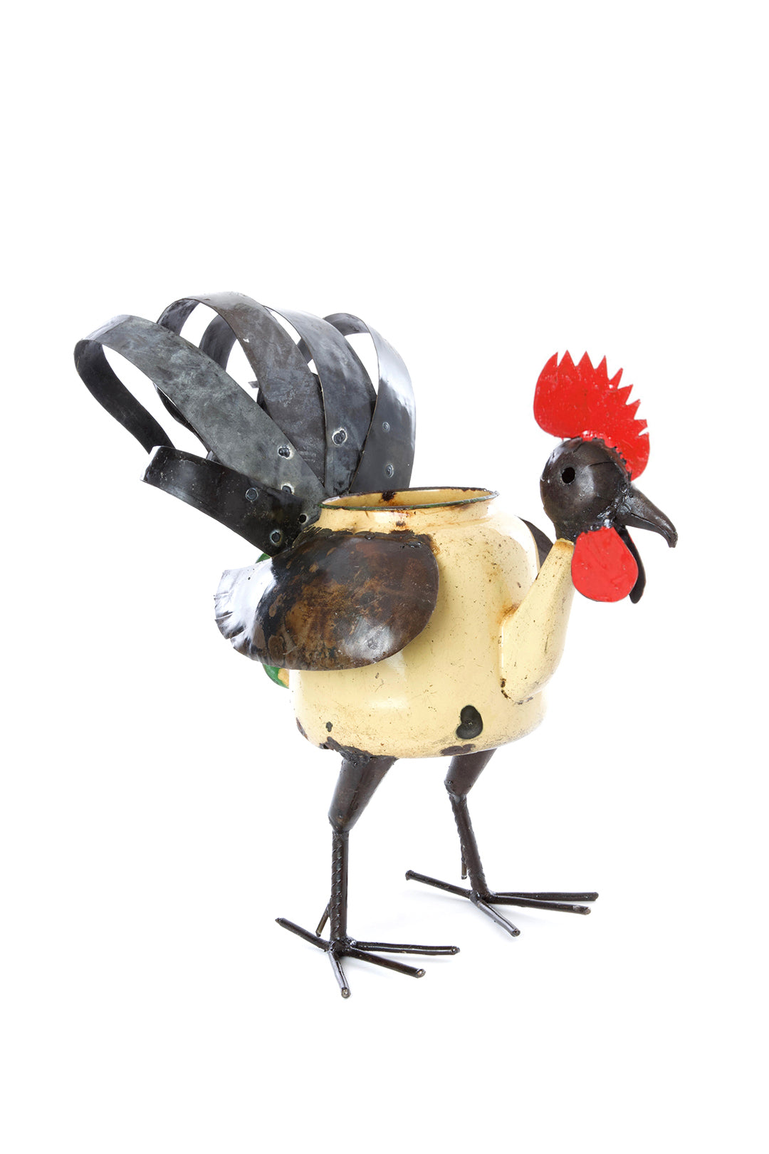 Recycled Teapot Rooster Planter