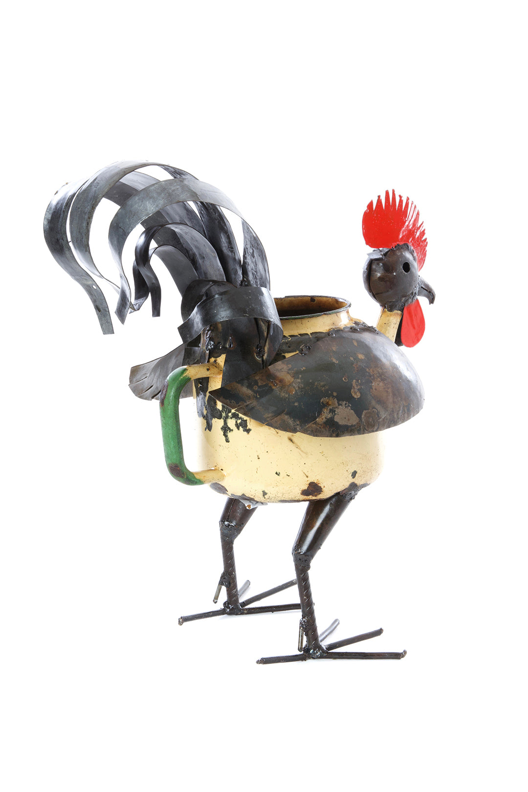 Recycled Teapot Rooster Planter