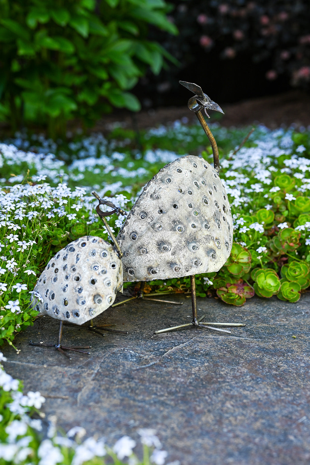 Guinea Fowl Recycled Oil Drum Sculptures