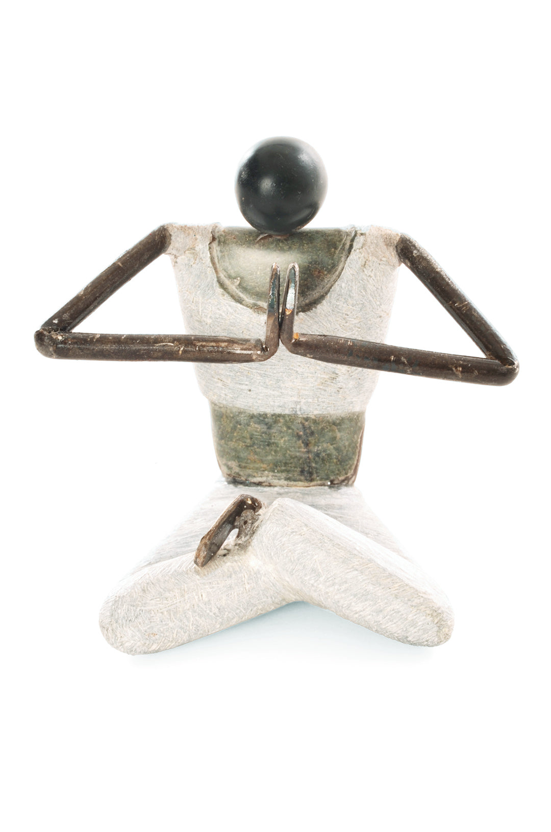 Stone and Metal Yogi Sculpture with Peaceful Hands