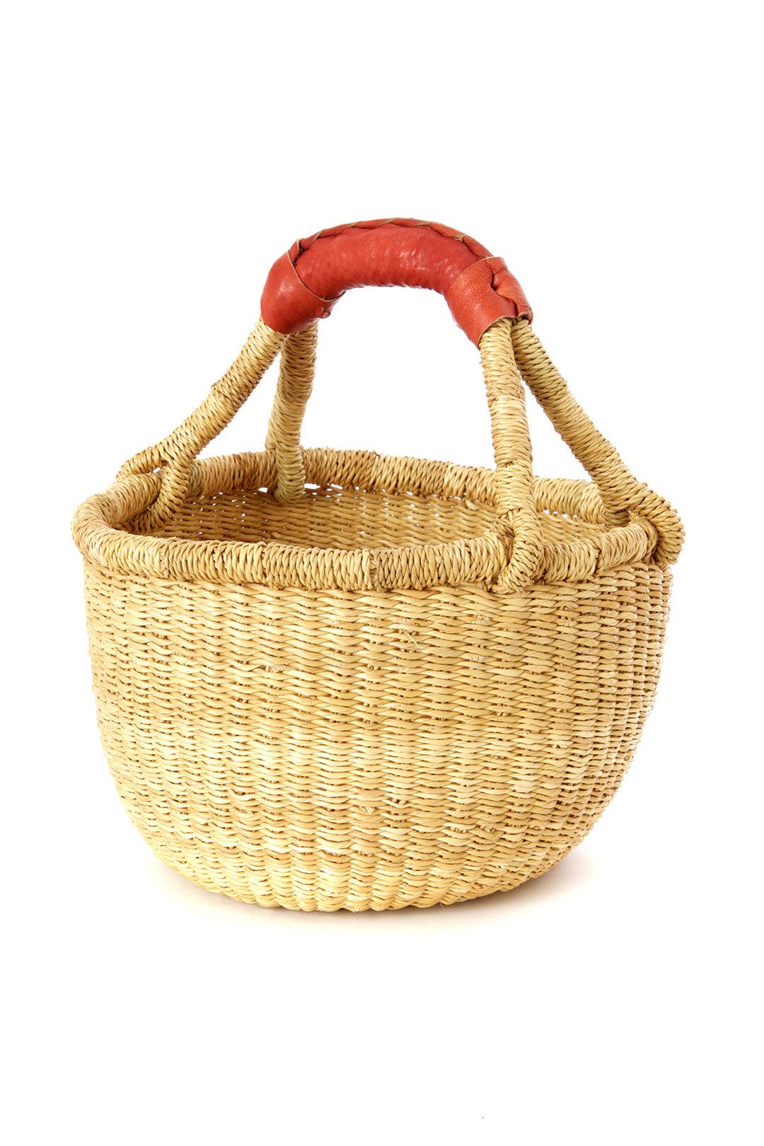 Natural Baby Bolga Basket with Leather Handle